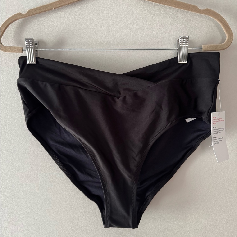 Old Navy Cross Front High Waisted Black Women's Swim Bottom size Large